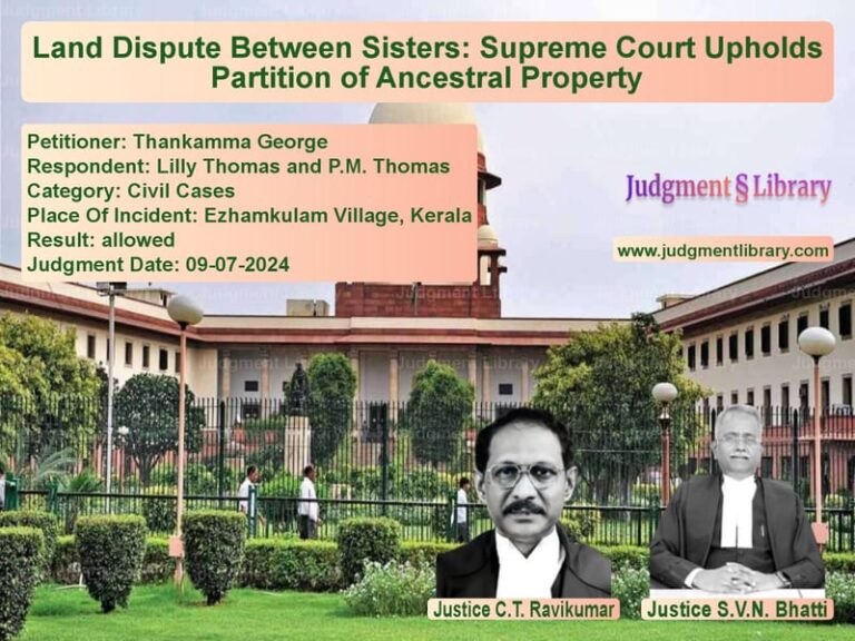 Land Dispute Between Sisters: Supreme Court Upholds Partition of Ancestral Property image for SC Judgment dated 09-07-2024 in the case of Thankamma George vs Lilly Thomas and P.M. Thomas