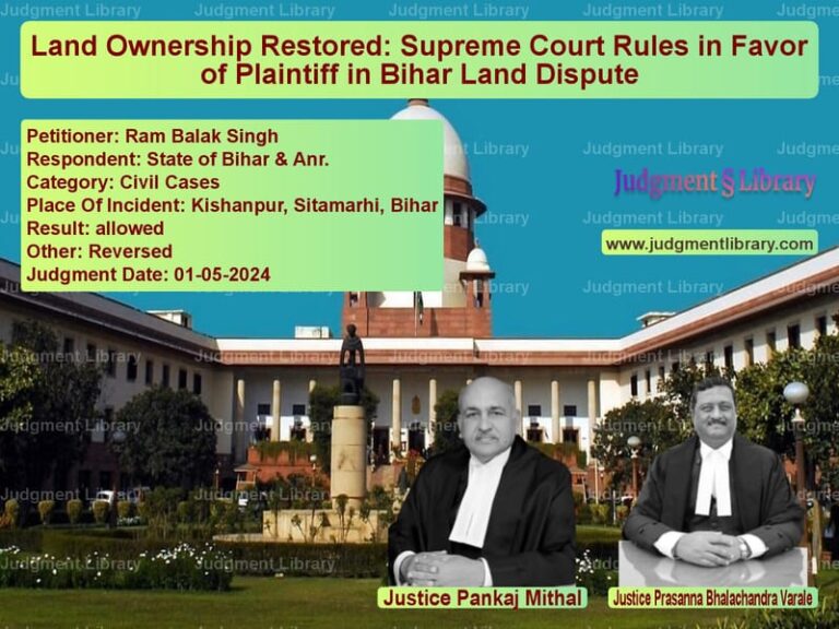 Land Ownership Restored: Supreme Court Rules in Favor of Plaintiff in Bihar Land Dispute image for SC Judgment dated 01-05-2024 in the case of Ram Balak Singh vs State of Bihar & Anr.