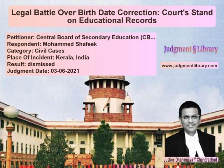 Legal Battle Over Birth Date Correction: Court's Stand on Educational Records image for SC Judgment dated 03-06-2021 in the case of Central Board of Secondary Edu vs Mohammed Shafeek