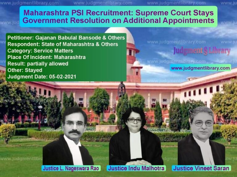 Maharashtra PSI Recruitment: Supreme Court Stays Government Resolution on Additional Appointments image for SC Judgment dated 05-02-2021 in the case of Gajanan Babulal Bansode & Othe vs State of Maharashtra & Others