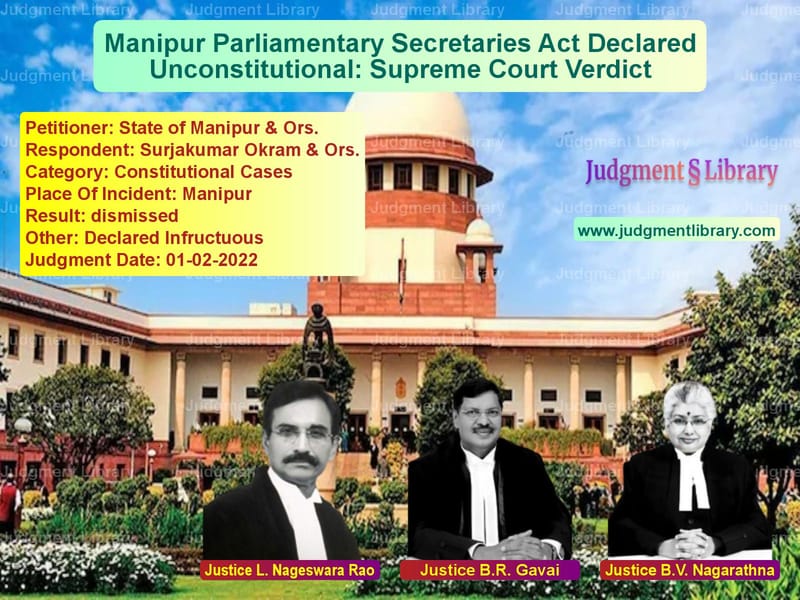 Manipur Parliamentary Secretaries Act Declared Unconstitutional: Supreme Court Verdict image for SC Judgment dated 01-02-2022 in the case of State of Manipur & Ors. vs Surjakumar Okram & Ors.