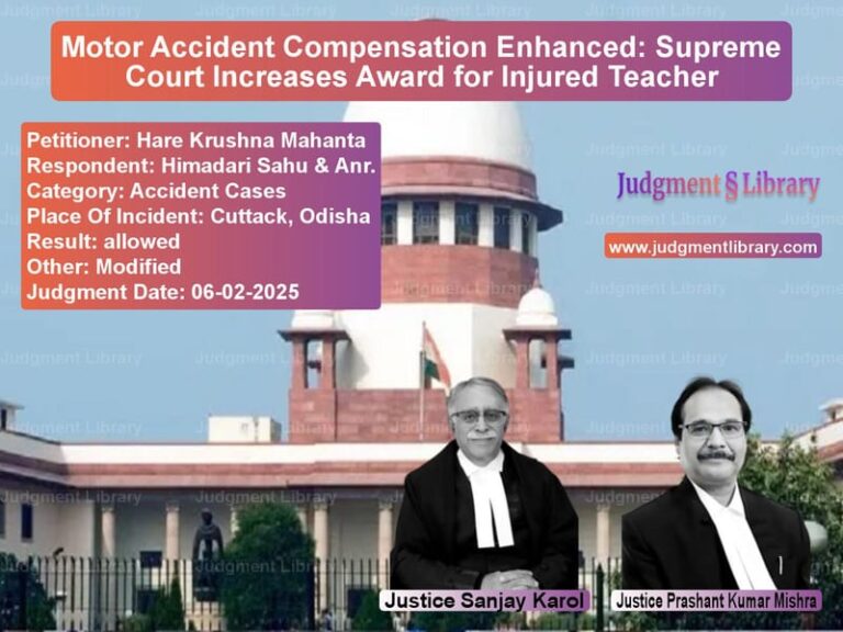 Motor Accident Compensation Enhanced: Supreme Court Increases Award for Injured Claimant image for SC Judgment dated 11-02-2025 in the case of Nur Ahamad Abdulsab Kanavi vs Abdul Munaf & Ors.