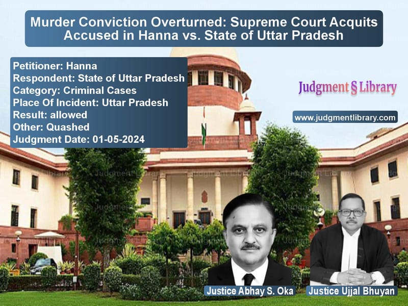 Murder Conviction Overturned: Supreme Court Acquits Accused in Hanna vs. State of Uttar Pradesh image for SC Judgment dated 01-05-2024 in the case of Hanna vs State of Uttar Pradesh