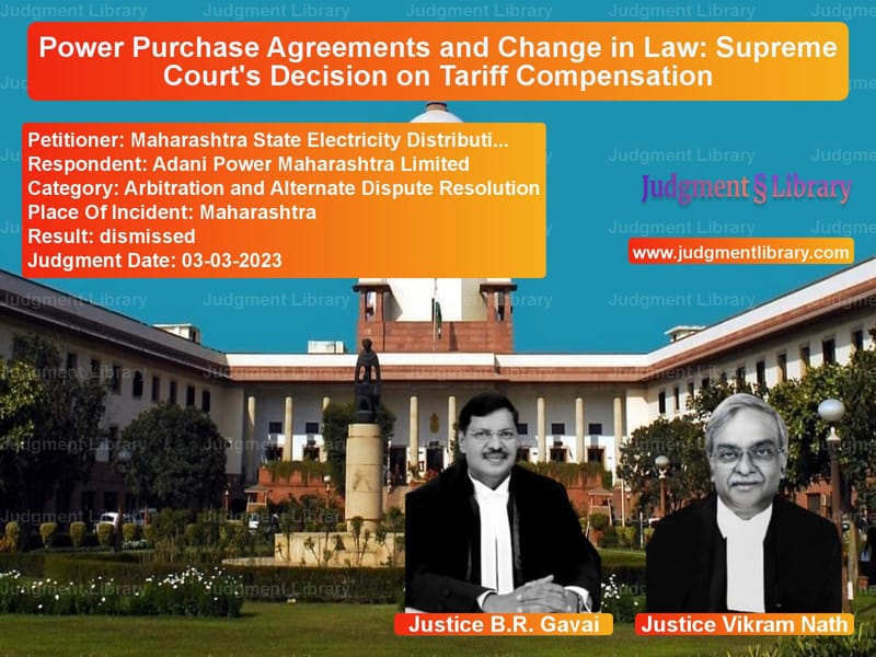 Power Purchase Agreements and Change in Law: Supreme Court's Decision on Tariff Compensation image for SC Judgment dated 03-03-2023 in the case of Maharashtra State Electricity vs Adani Power Maharashtra Limite