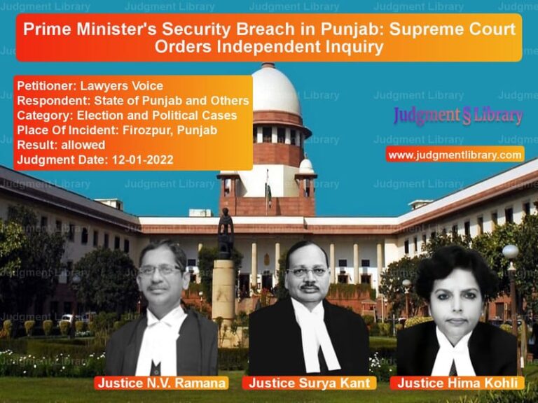 Prime Minister's Security Breach in Punjab: Supreme Court Orders Independent Inquiry image for SC Judgment dated 12-01-2022 in the case of Lawyers Voice vs State of Punjab and Others