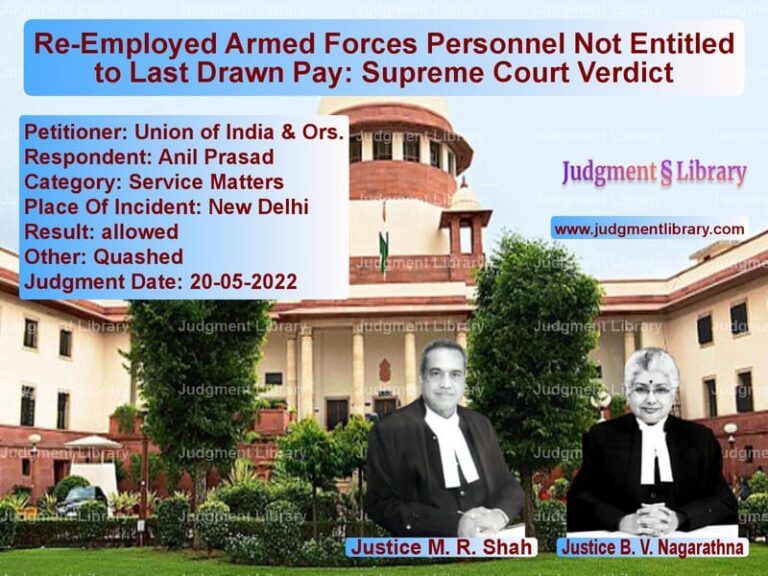 Re-Employed Armed Forces Personnel Not Entitled to Last Drawn Pay: Supreme Court Verdict image for SC Judgment dated 20-05-2022 in the case of Union of India & Ors. vs Anil Prasad