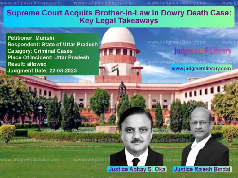 Supreme Court Acquits Brother-in-Law in Dowry Death Case: Key Legal Takeaways image for SC Judgment dated 22-03-2023 in the case of Munshi vs State of Uttar Pradesh