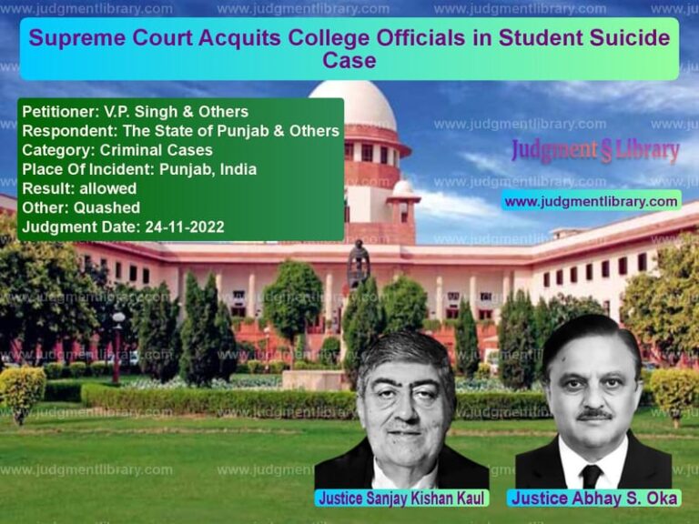 Supreme Court Acquits College Officials in Student Suicide Case image for SC Judgment dated 24-11-2022 in the case of V.P. Singh & Others vs The State of Punjab & Others