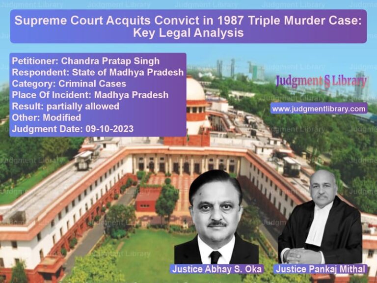Supreme Court Acquits Convict in 1987 Triple Murder Case: Key Legal Analysis image for SC Judgment dated 09-10-2023 in the case of Chandra Pratap Singh vs State of Madhya Pradesh