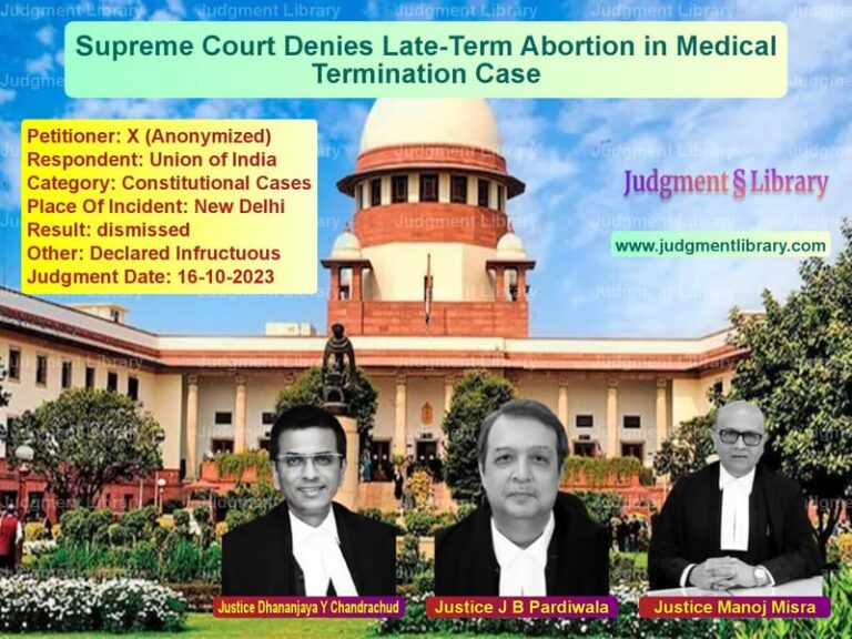 Supreme Court Denies Late-Term Abortion in Medical Termination Case image for SC Judgment dated 16-10-2023 in the case of X (Anonymized) vs Union of India