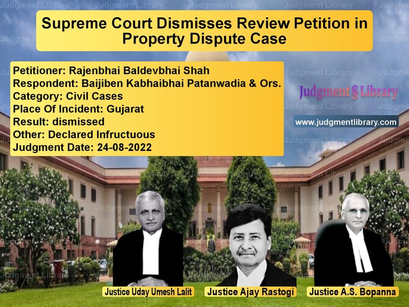 Supreme Court Dismisses Review Petition in Property Dispute Case image for SC Judgment dated 24-08-2022 in the case of Rajenbhai Baldevbhai Shah vs Baijiben Kabhaibhai Patanwadia