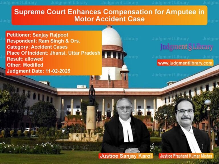 Supreme Court Enhances Compensation for Amputee in Motor Accident Case image for SC Judgment dated 11-02-2025 in the case of Sanjay Rajpoot vs Ram Singh & Ors.