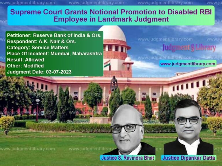 Supreme Court Grants Notional Promotion to Disabled RBI Employee in Landmark Judgment image for SC Judgment dated 03-07-2023 in the case of Reserve Bank of India & Ors. vs A.K. Nair & Ors.