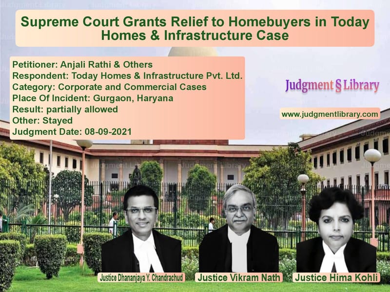Supreme Court Grants Relief to Homebuyers in Today Homes & Infrastructure Case image for SC Judgment dated 08-09-2021 in the case of Anjali Rathi & Others vs Today Homes & Infrastructure P