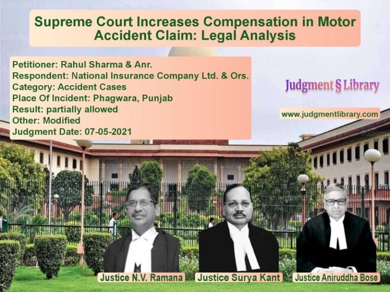 Supreme Court Increases Compensation in Motor Accident Claim: Legal Analysis image for SC Judgment dated 07-05-2021 in the case of Rahul Sharma & Anr. vs National Insurance Company Ltd