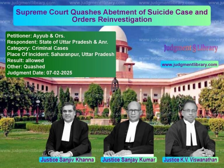 Supreme Court Quashes Abetment of Suicide Case and Orders Reinvestigation image for SC Judgment dated 07-02-2025 in the case of Ayyub & Ors. vs State of Uttar Pradesh & Anr.