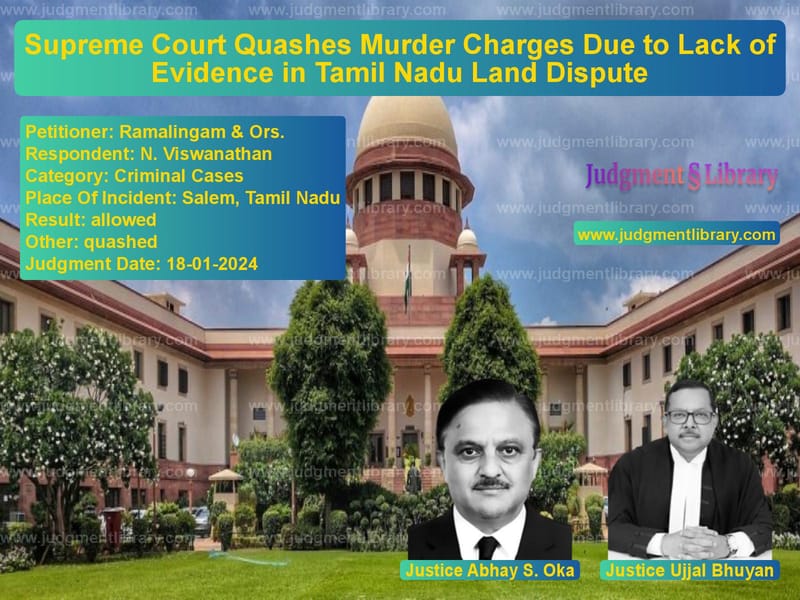Supreme Court Quashes Murder Charges Due to Lack of Evidence in Tamil Nadu Land Dispute image for SC Judgment dated 18-01-2024 in the case of Ramalingam & Ors. vs N. Viswanathan