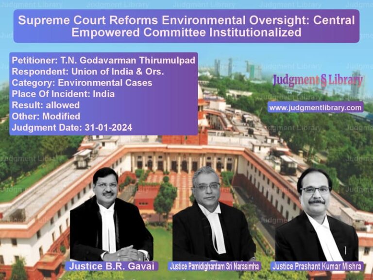 Supreme Court Reforms Environmental Oversight: Central Empowered Committee Institutionalized image for SC Judgment dated 31-01-2024 in the case of T.N. Godavarman Thirumulpad vs Union of India & Ors.