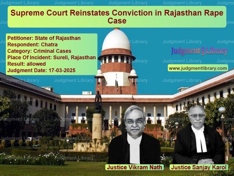 Supreme Court Reinstates Conviction in Rajasthan Rape Case image for SC Judgment dated 17-03-2025 in the case of State of Rajasthan vs Chatra