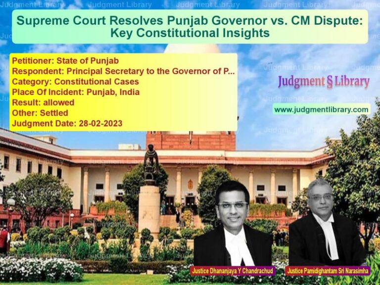 Supreme Court Resolves Punjab Governor vs. CM Dispute: Key Constitutional Insights image for SC Judgment dated 28-02-2023 in the case of State of Punjab vs Principal Secretary to the Gov