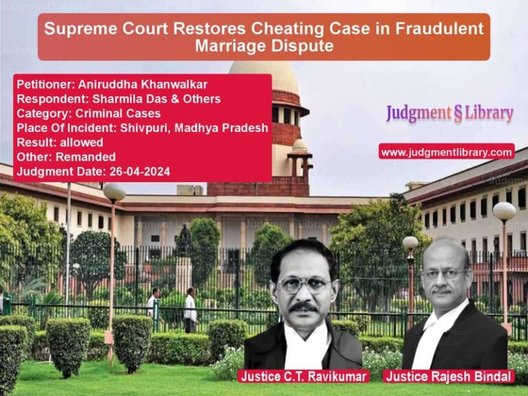 Supreme Court Restores Cheating Case in Fraudulent Marriage Dispute image for SC Judgment dated 26-04-2024 in the case of Aniruddha Khanwalkar vs Sharmila Das & Others
