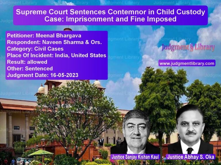Supreme Court Sentences Contemnor in Child Custody Case: Imprisonment and Fine Imposed image for SC Judgment dated 16-05-2023 in the case of Meenal Bhargava vs Naveen Sharma & Ors.