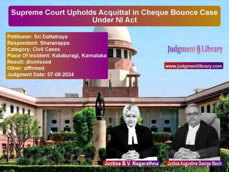Supreme Court Upholds Acquittal in Cheque Bounce Case Under NI Act image for SC Judgment dated 07-08-2024 in the case of Sri Dattatraya vs Sharanappa