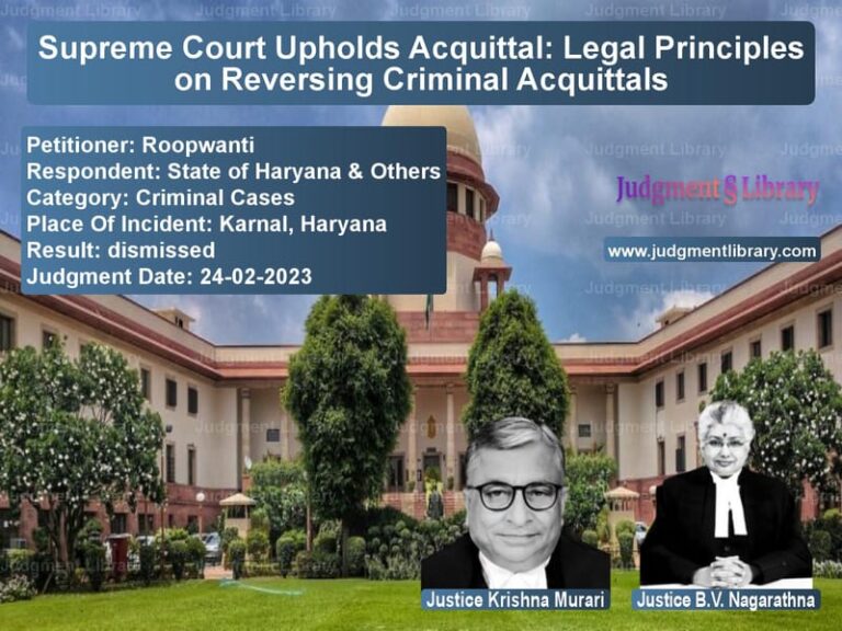 Supreme Court Upholds Acquittal: Legal Principles on Reversing Criminal Acquittals image for SC Judgment dated 24-02-2023 in the case of Roopwanti vs State of Haryana & Others