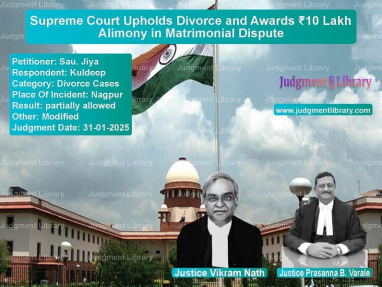 Supreme Court Upholds Divorce and Awards ₹10 Lakh Alimony in Matrimonial Dispute image for SC Judgment dated 31-01-2025 in the case of Sau. Jiya vs Kuldeep