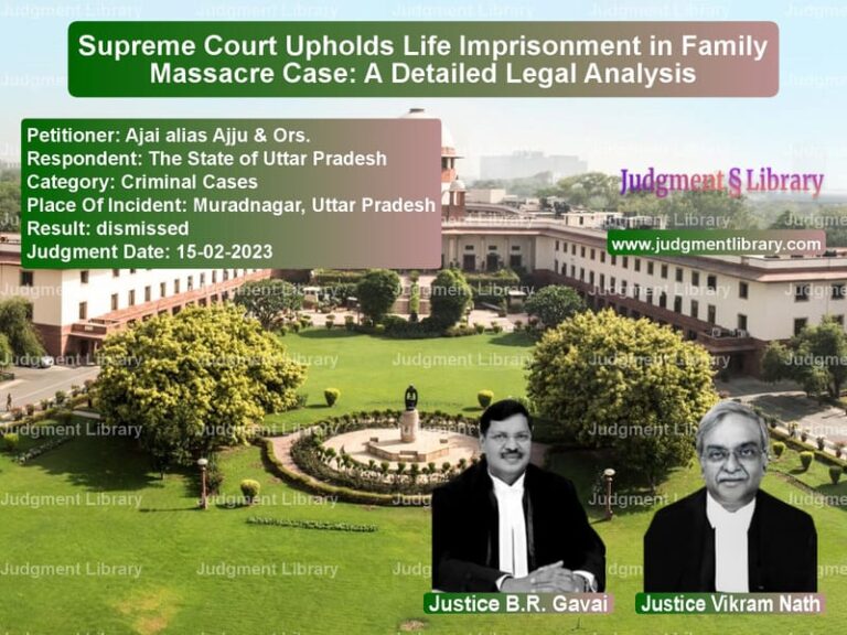 Supreme Court Upholds Life Imprisonment in Family Massacre Case: A Detailed Legal Analysis image for SC Judgment dated 15-02-2023 in the case of Ajai alias Ajju & Ors. vs The State of Uttar Pradesh