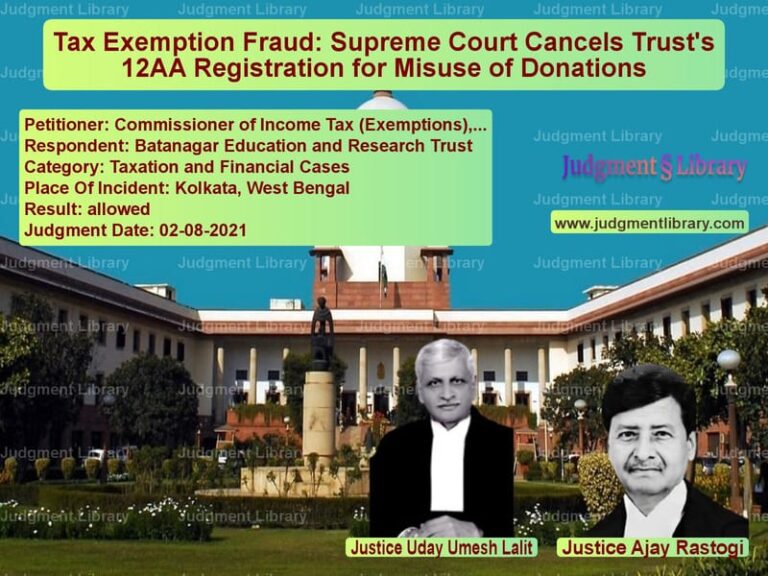 Tax Exemption Fraud: Supreme Court Cancels Trust's 12AA Registration for Misuse of Donations image for SC Judgment dated 02-08-2021 in the case of Commissioner of Income Tax (Ex vs Batanagar Education and Resear