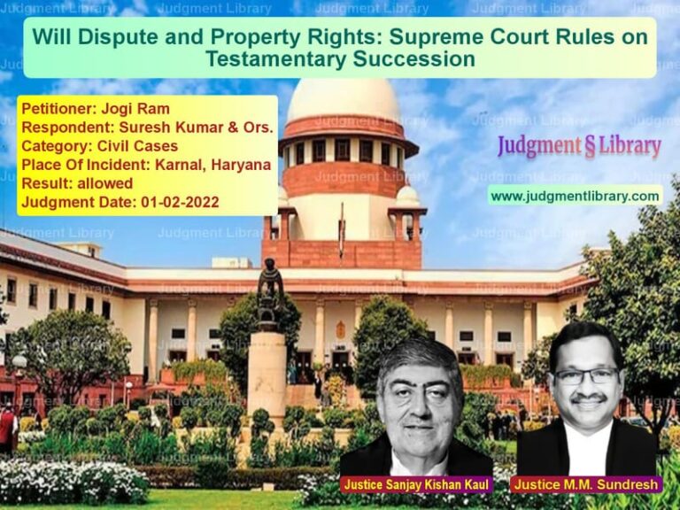 Will Dispute and Property Rights: Supreme Court Rules on Testamentary Succession image for SC Judgment dated 01-02-2022 in the case of Jogi Ram vs Suresh Kumar & Ors.