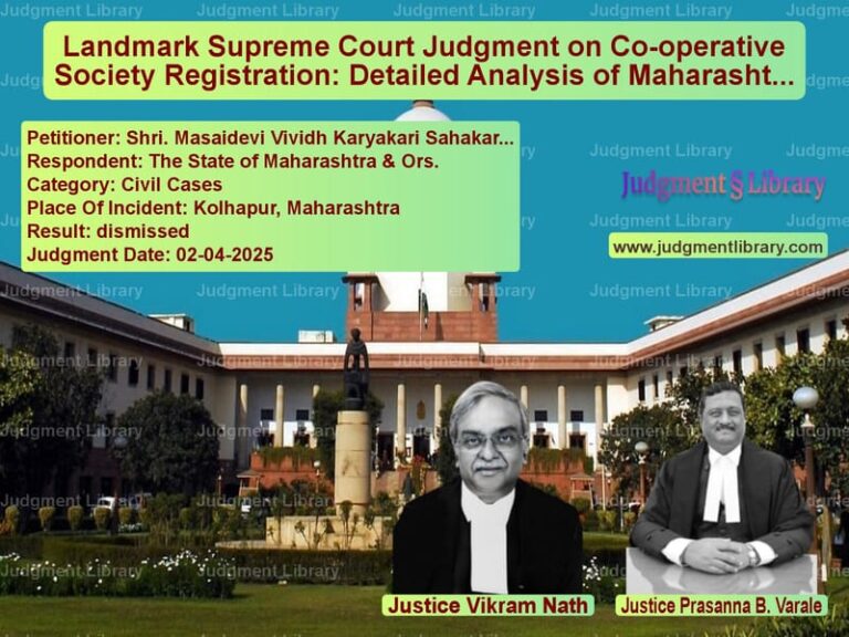 Landmark Supreme Court Judgment on Co-operative Society Registration: Detailed Analysis of Maharashtra Case image for SC Judgment dated 02-04-2025 in the case of Shri. Masaidevi Vividh Karyaka vs The State of Maharashtra & Ors