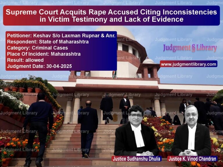 Supreme Court Acquits Rape Accused Citing Inconsistencies in Victim Testimony and Lack of Evidence image for SC Judgment dated 30-04-2025 in the case of Keshav S/o Laxman Rupnar & Anr vs State of Maharashtra