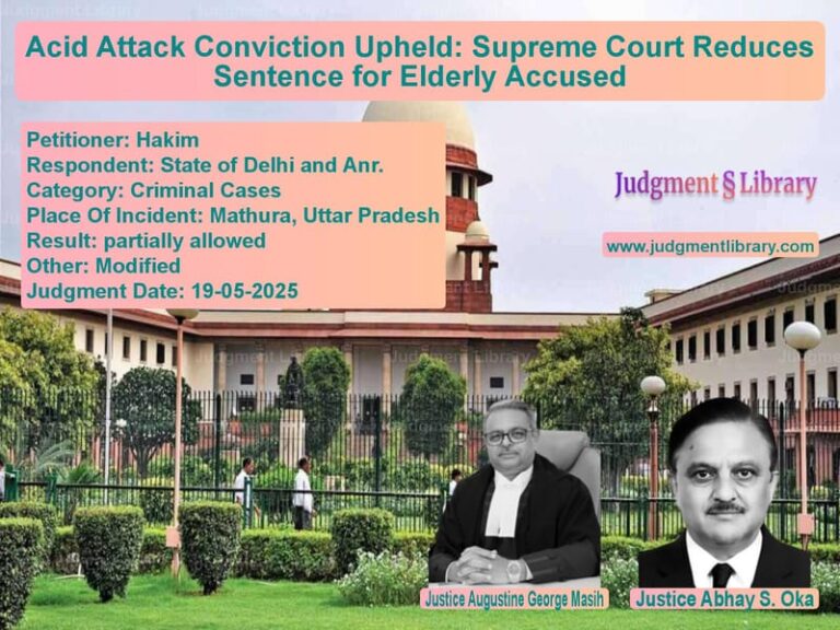 Acid Attack Conviction Upheld: Supreme Court Reduces Sentence for Elderly Accused image for SC Judgment dated 19-05-2025 in the case of Hakim vs State of Delhi and Anr.