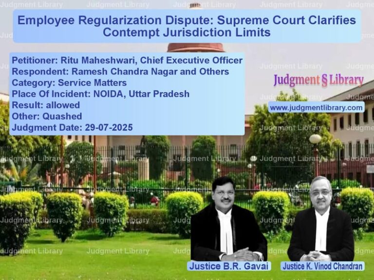Employee Regularization Dispute: Supreme Court Clarifies Contempt Jurisdiction Limits image for SC Judgment dated 29-07-2025 in the case of Ritu Maheshwari, Chief Executi vs Ramesh Chandra Nagar and Other
