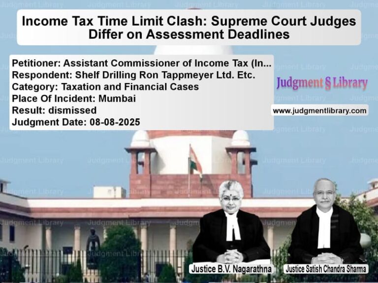 Income Tax Time Limit Clash: Supreme Court Judges Differ on Assessment Deadlines image for SC Judgment dated 08-08-2025 in the case of Assistant Commissioner of Inco vs Shelf Drilling Ron Tappmeyer L