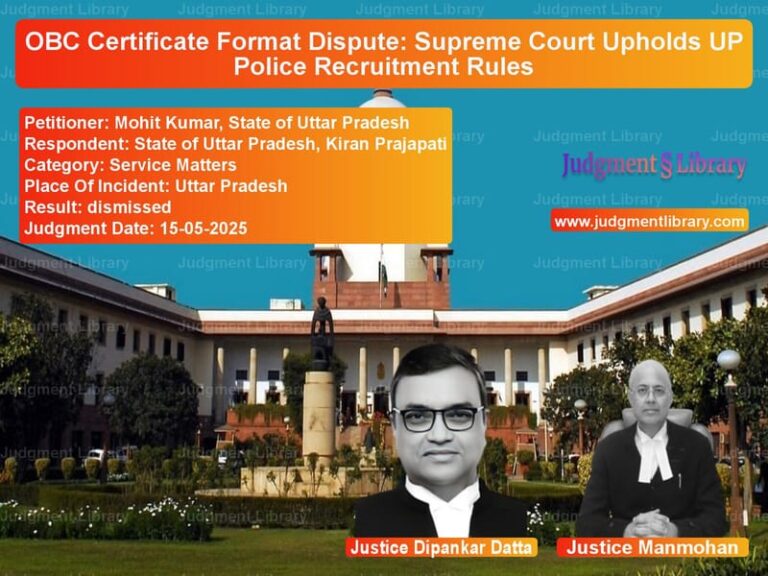 OBC Certificate Format Dispute: Supreme Court Upholds UP Police Recruitment Rules image for SC Judgment dated 15-05-2025 in the case of Mohit Kumar, State of Uttar Pr vs State of Uttar Pradesh, Kiran