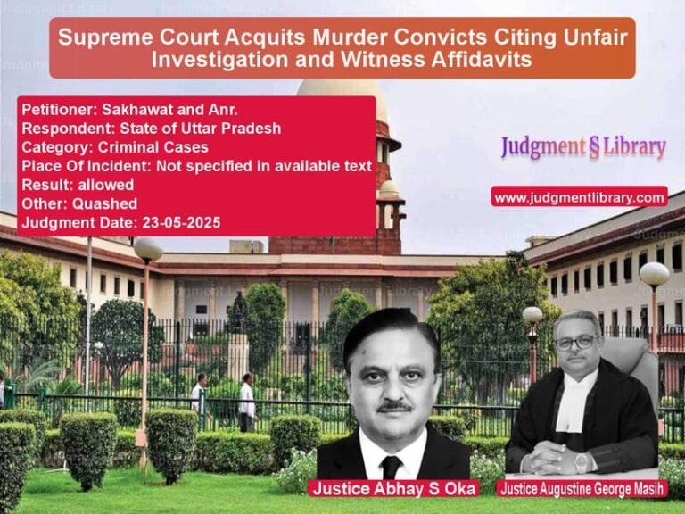 Supreme Court Acquits Murder Convicts Citing Unfair Investigation and Witness Affidavits image for SC Judgment dated 23-05-2025 in the case of Sakhawat and Anr. vs State of Uttar Pradesh