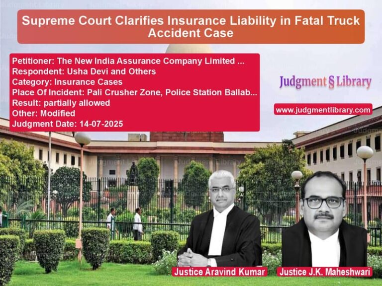 Supreme Court Clarifies Insurance Liability in Fatal Truck Accident Case image for SC Judgment dated 14-07-2025 in the case of The New India Assurance Compan vs Usha Devi and Others