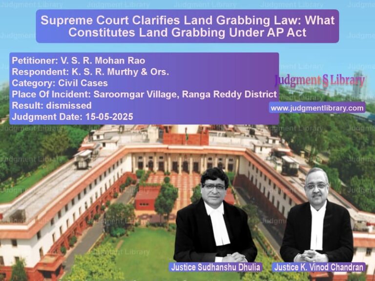 Supreme Court Clarifies Land Grabbing Law: What Constitutes Land Grabbing Under AP Act image for SC Judgment dated 15-05-2025 in the case of V. S. R. Mohan Rao vs K. S. R. Murthy & Ors.