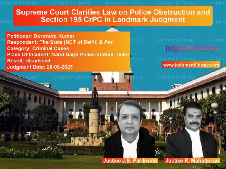 Supreme Court Clarifies Law on Police Obstruction and Section 195 CrPC in Landmark Judgment image for SC Judgment dated 20-08-2025 in the case of Devendra Kumar vs The State (NCT of Delhi) & Anr