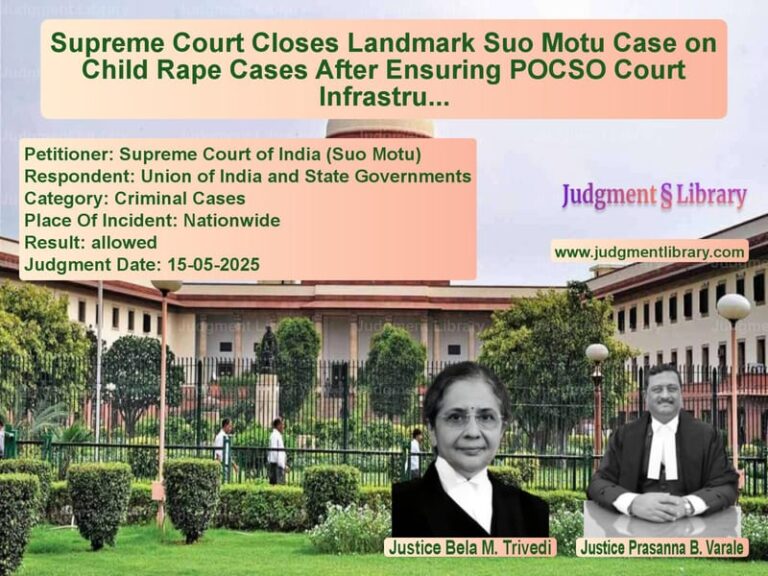 Supreme Court Closes Landmark Suo Motu Case on Child Rape Cases After Ensuring POCSO Court Infrastructure image for SC Judgment dated 15-05-2025 in the case of Supreme Court of India (Suo Mo vs Union of India and State Gover