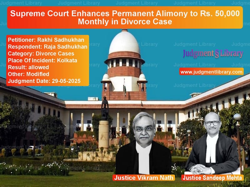 Supreme Court Enhances Permanent Alimony to Rs. 50,000 Monthly in Divorce Case image for SC Judgment dated 29-05-2025 in the case of Rakhi Sadhukhan vs Raja Sadhukhan