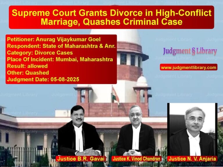 Supreme Court Grants Divorce in High-Conflict Marriage, Quashes Criminal Case image for SC Judgment dated 05-08-2025 in the case of Anurag Vijaykumar Goel vs State of Maharashtra & Anr.