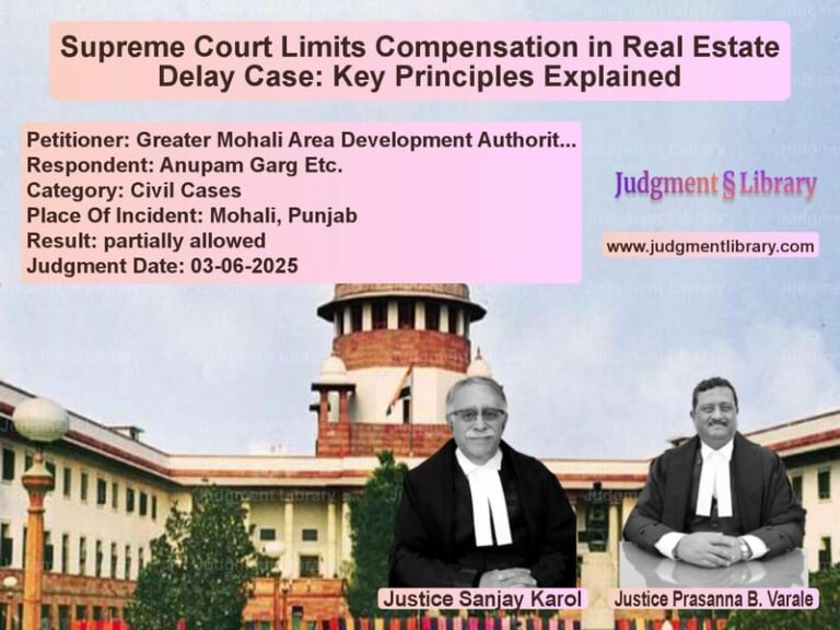 Supreme Court Limits Compensation in Real Estate Delay Case: Key Principles Explained image for SC Judgment dated 03-06-2025 in the case of Greater Mohali Area Developmen vs Anupam Garg Etc.