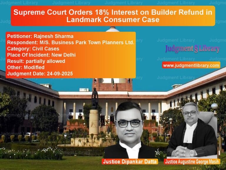 Supreme Court Orders 18% Interest on Builder Refund in Landmark Consumer Case image for SC Judgment dated 24-09-2025 in the case of Rajnesh Sharma vs M/S. Business Park Town Planne