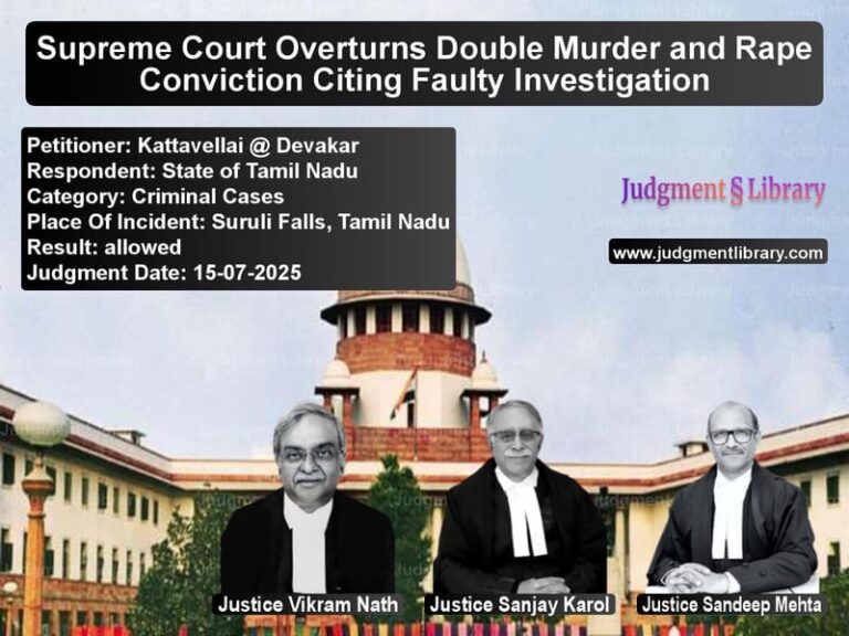 Supreme Court Overturns Double Murder and Rape Conviction Citing Faulty Investigation image for SC Judgment dated 15-07-2025 in the case of Kattavellai @ Devakar vs State of Tamil Nadu