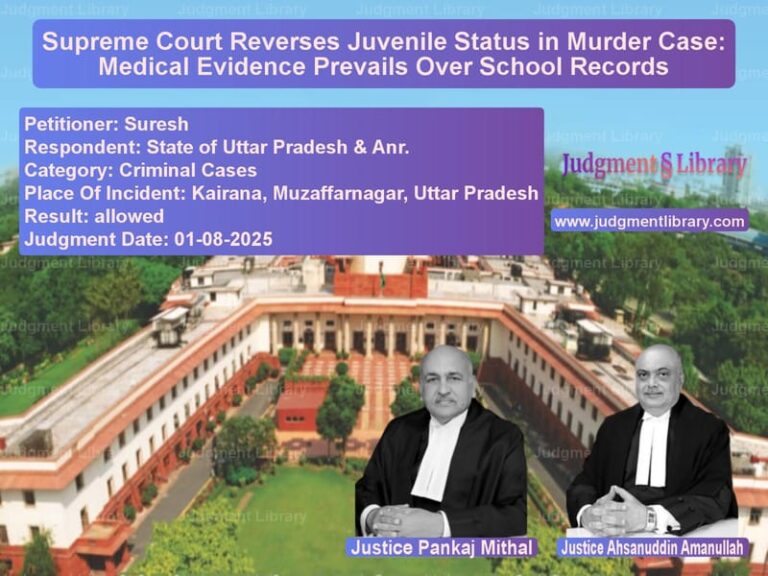 Supreme Court Reverses Juvenile Status in Murder Case: Medical Evidence Prevails Over School Records image for SC Judgment dated 01-08-2025 in the case of Suresh vs State of Uttar Pradesh & Anr.