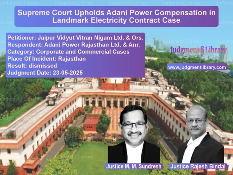 Supreme Court Upholds Adani Power Compensation in Landmark Electricity Contract Case image for SC Judgment dated 23-05-2025 in the case of Jaipur Vidyut Vitran Nigam Ltd vs Adani Power Rajasthan Ltd. & A